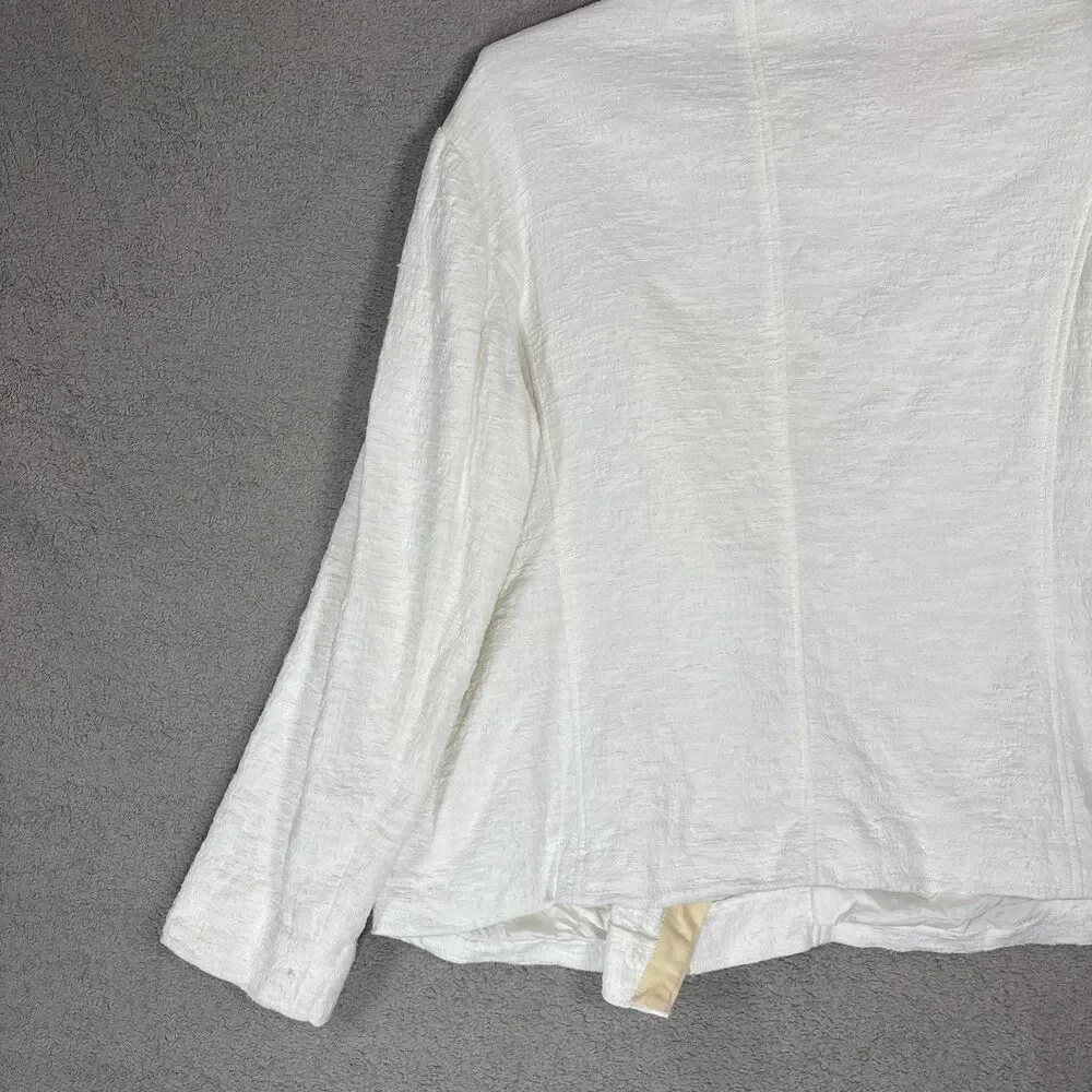 Vince Women’s Size XL Moto Jacket Full Zip‎ Cream Off White Minimalist Textured